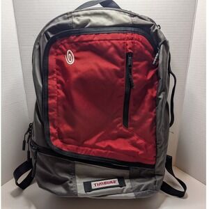 Timbuk2 Laptop Backpack Gray Red Ballistic Nylon Commuter Travel Bag Bottle Open
